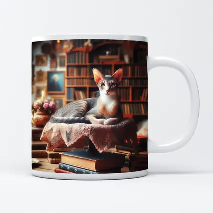 Abyssinian Cat Resting in Cozy Library