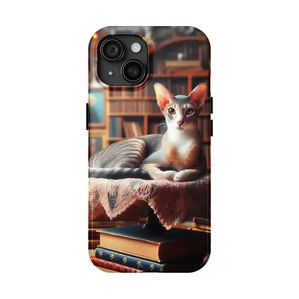 Abyssinian Cat Resting in Cozy Library