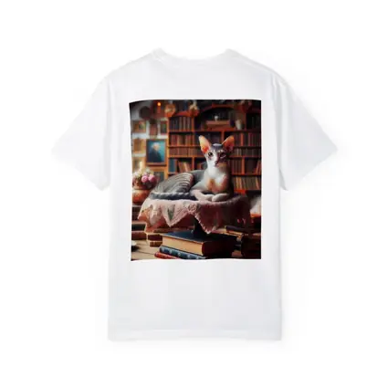 Abyssinian Cat Resting in Cozy Library