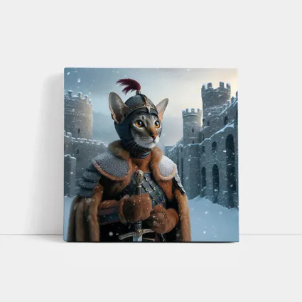 Abyssinian Cat Knight Snowy Castle Fantasy