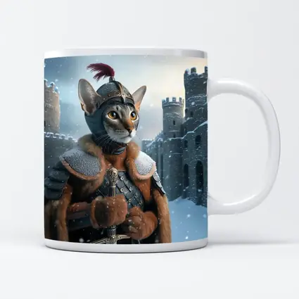 Abyssinian Cat Knight Snowy Castle Fantasy