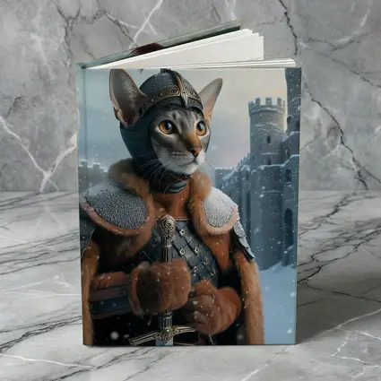 Abyssinian Cat Knight Snowy Castle Fantasy
