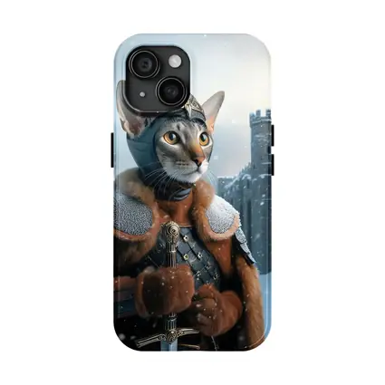 Abyssinian Cat Knight Snowy Castle Fantasy