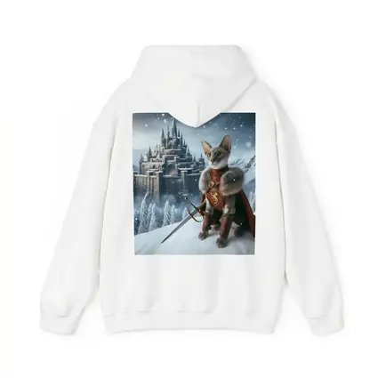 Gray Cat Knight Snow Castle Fantasy