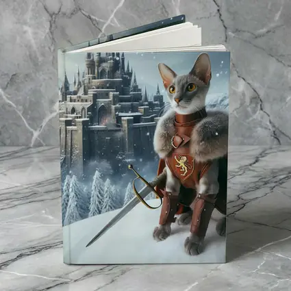 Gray Cat Knight Snow Castle Fantasy