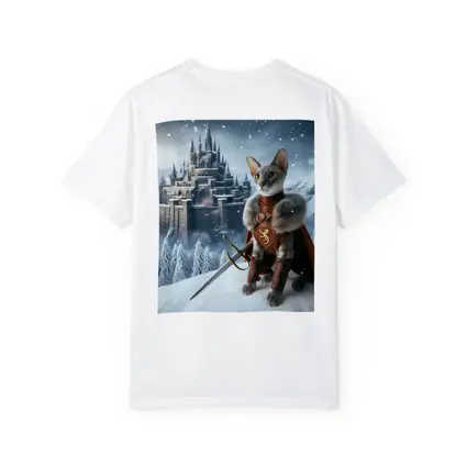 Gray Cat Knight Snow Castle Fantasy