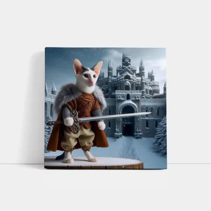 Medieval Warrior Cat Snowy Castle Fantasy
