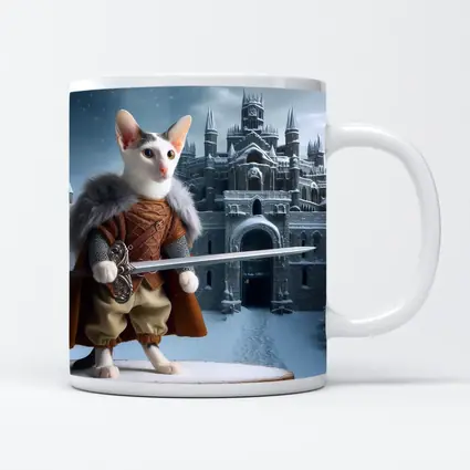 Medieval Warrior Cat Snowy Castle Fantasy