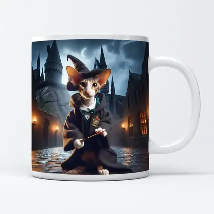 Cornish Rex Cat Wizard Dark Castle Night