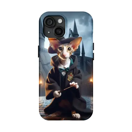 Cornish Rex Cat Wizard Dark Castle Night