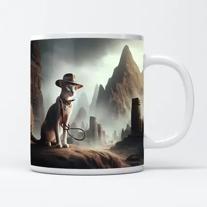 Adventure Cat Ancient Ruins Misty Landscape