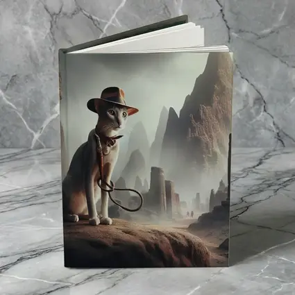 Adventure Cat Ancient Ruins Misty Landscape