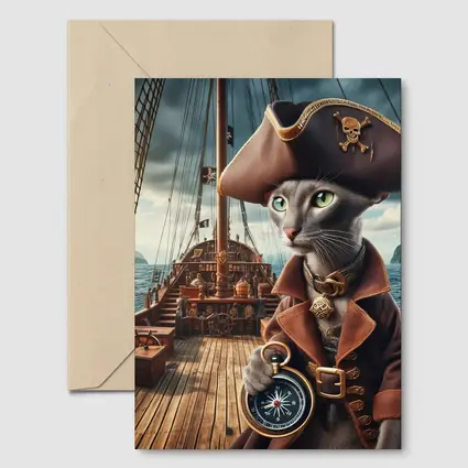Russian Blue Cat Pirate Ship Deck