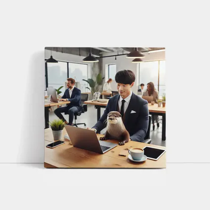 Otter Working With Man In Office