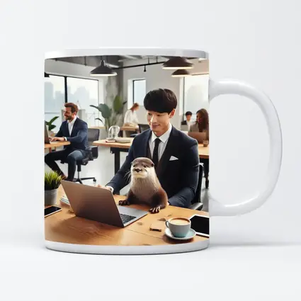 Otter Working With Man In Office