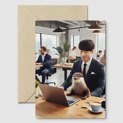 Otter Working With Man In Office