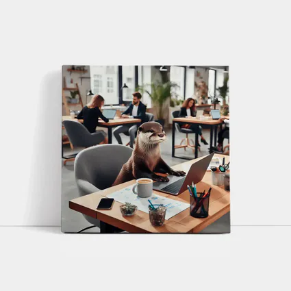 Otter Working at Office Desk Laptop