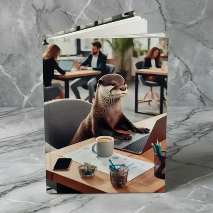 Otter Working at Office Desk Laptop