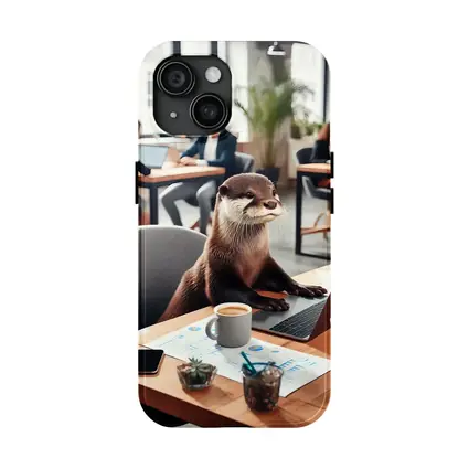 Otter Working at Office Desk Laptop