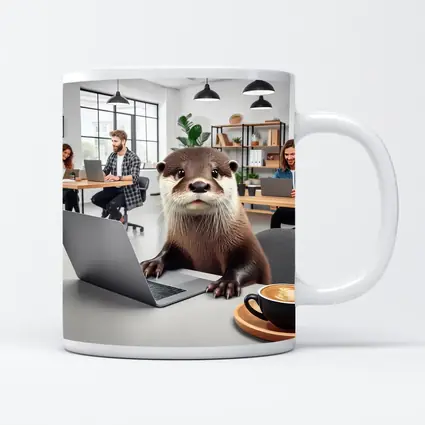 Otter Working On Laptop In Office