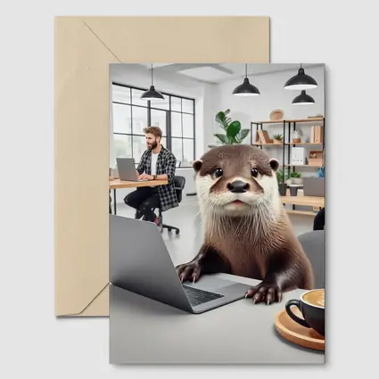 Otter Working On Laptop In Office