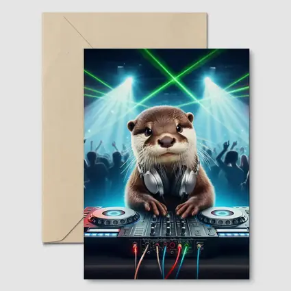 Otter DJ Spinning Decks At Club Party