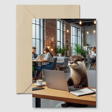 Otter Working on Laptop in Office