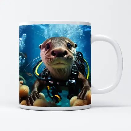Otter Scuba Diver Underwater Coral Reef