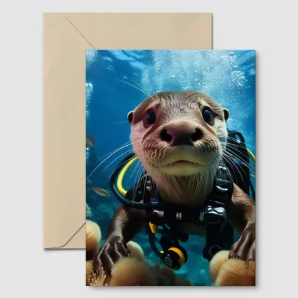 Otter Scuba Diver Underwater Coral Reef
