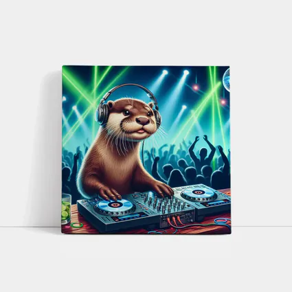 Otter DJ Spinning Records At Night Club