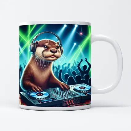 Otter DJ Spinning Records At Night Club