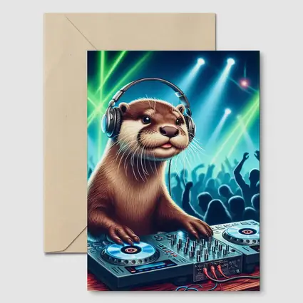Otter DJ Spinning Records At Night Club