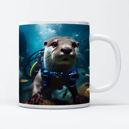 Otter Scuba Diver Underwater Coral Reef