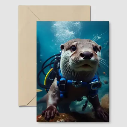 Otter Scuba Diver Underwater Coral Reef