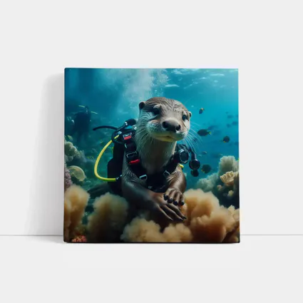 Otter Scuba Diver Underwater Coral Reef