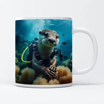 Otter Scuba Diver Underwater Coral Reef