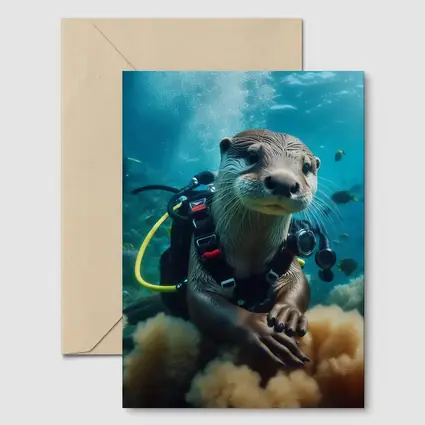 Otter Scuba Diver Underwater Coral Reef
