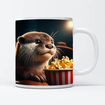Otter Watching Movie With Popcorn