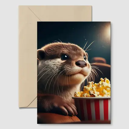 Otter Watching Movie With Popcorn