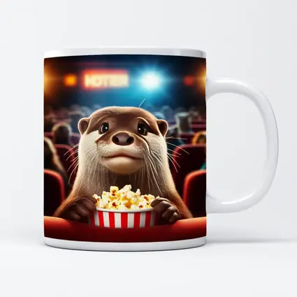 Otter Watching Movie With Popcorn