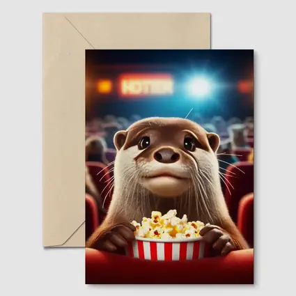 Otter Watching Movie With Popcorn