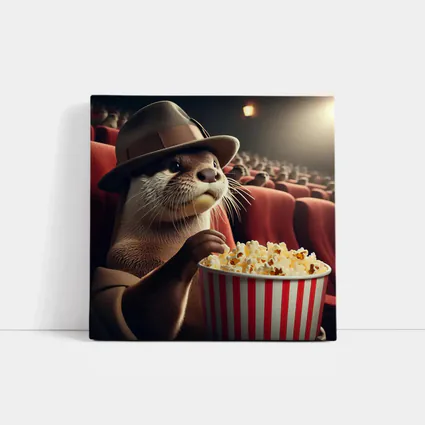 Otter Wearing Hat Eating Popcorn Cinema