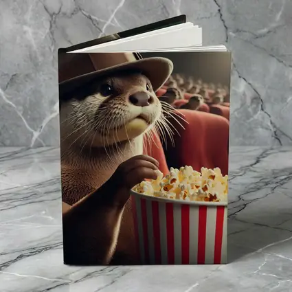 Otter Wearing Hat Eating Popcorn Cinema