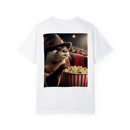 Otter Wearing Hat Eating Popcorn Cinema