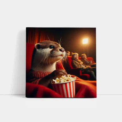 Otter Eating Popcorn In Movie Theater