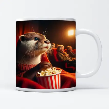 Otter Eating Popcorn In Movie Theater