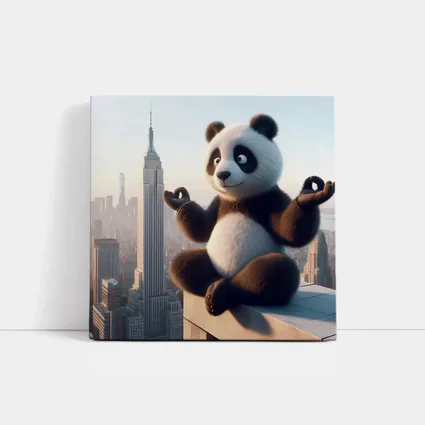 Meditating Panda Above New York City Skyline