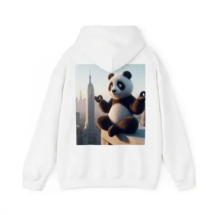 Meditating Panda Above New York City Skyline