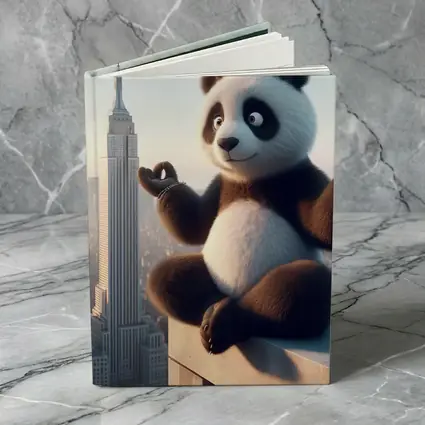Meditating Panda Above New York City Skyline