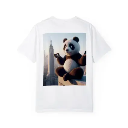 Meditating Panda Above New York City Skyline